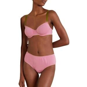NEW DORA LARSEN thea organic cotton underwire bra in medium pink